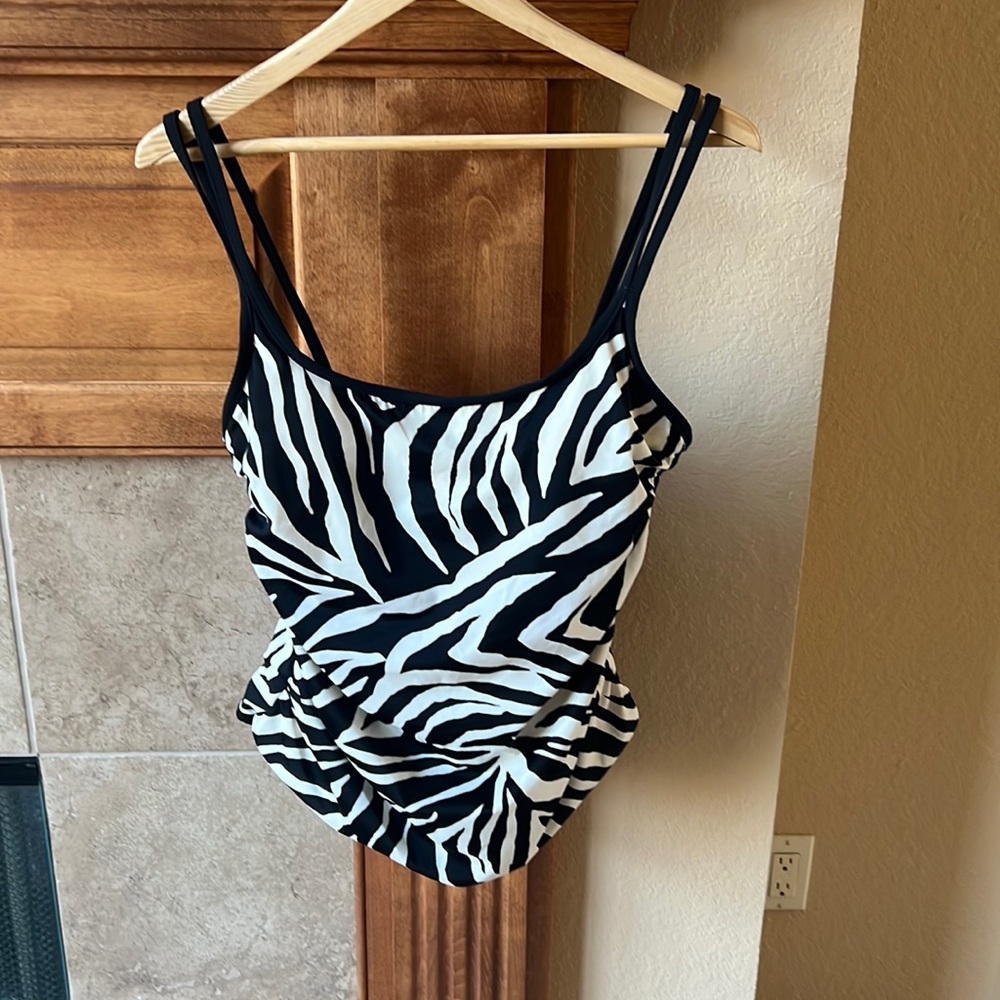 Zebra print tankini swim top